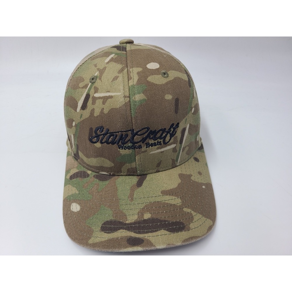 Stancraft Wooden Boats Camo Flex Fitted S-M Hat Cap Wood Men Women Brown Green